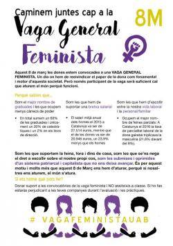 Les Assemblees de Facultat de la UAB se sumen a la Vaga General Feminista