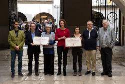  Imatge de la presentació daquest matí. Desquerra a dreta: Sergi Font, Albert Carreras, M. Mercè Roca, Marta Madrenas, Laia Pèlach, Romà Monreal i Ferran Girón. (Imatge: Ajuntament de Girona)