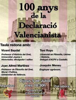 Commemoració del centenari de la "Declaració Valencianista de 1918"