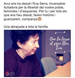 Condol, memòria i homenatge per Eva Serra: la xarxa recorda la historiadora i la lluitadora independentista