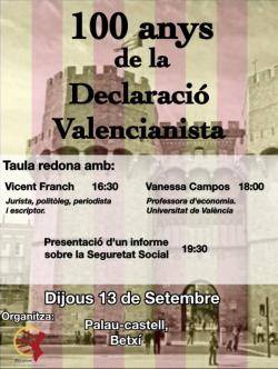 Títol de la imatgeActe a Betxí en el marc de la commemoració dels 100 anys de la Declaració Valencianista