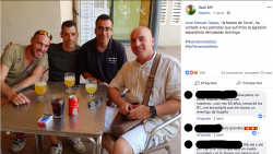Captura de pantalla del Facebook de Raúl Macià. D'esquerra a dreta, Oscar Gonzalo, Raúl Macià, Antonio Noguera i José Manuel Opazo . Font: El Temps
