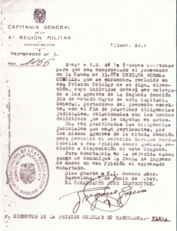 1949- Treuen Enric Borràs Cubells de la presó Model per torturar-lo en una comissaria clandestina