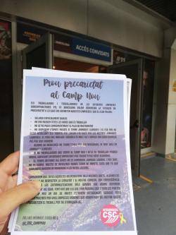 L'Eina denuncia la situació precària dels treballadors de les empreses que subcontracta el Barça