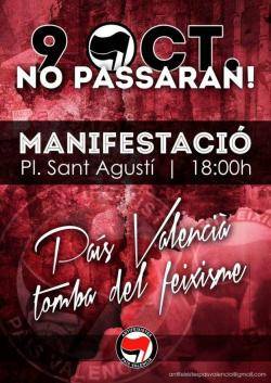 CNT-València dóna suport la manifestació antifeixista del 9 d'Octubre