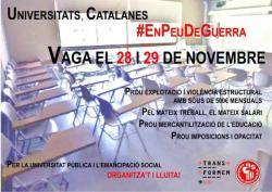 Crida a la vaga de les universitats públiques de Catalunya el 28 i 29 de novembre