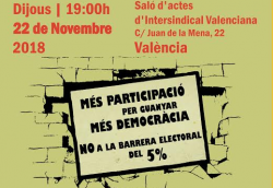 Taula rododona a València per qüestionar el sostre electoral del 5%