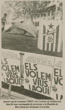Campanya dels CSPC i acampada a Canaletes "Els volem vius i aquí", vaga de fam 1987