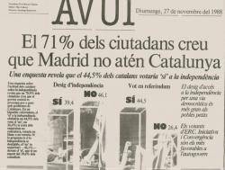 Poc abans, el novembre de 1988 el diari AVUI publicava una enquesta en qu&egrave; es reflectia que el 39,4% de catalans desitjaven la independ&egrave;ncia.