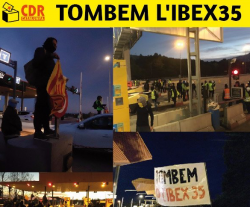 Els CDR aixequen les barreres dels peatges arreu de Catalunya sota el lema "Tombem l'IBEX25"