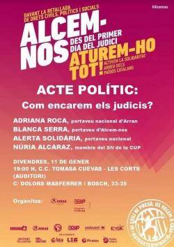 Cartell de l'acte 'Alcem-nos' portat a terme a Les Corts el passat 10 de gener