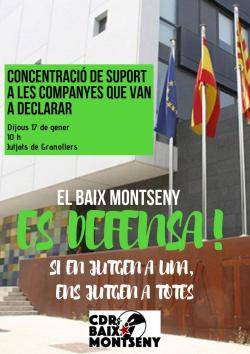 Concentració als jutjats de Granollers en suport de tres membres dels CDR del Baix Montseny citats a declarar
