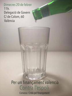 La Crida pel Finançament convoca un acte per un finançament valencià