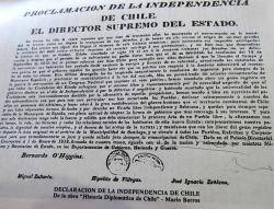 1818 Se signa l'Acta d'independència de Xile, que es lliura de la dominació espanyola