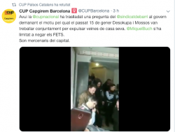 La CUP-CC: "Buch menteix i nega que els Mossos participessin en un desallotjament il·legal tot i que hi ha proves que ho demostren"