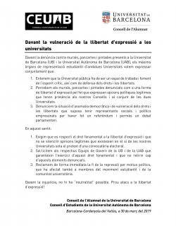 Consell de l?alumnat de la universitat de Barcelona i Consell d?estudiants de la Universitat Autònoma de Barcelona