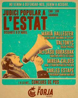 La Forja de Mataró organitza un "Judici Popular a l'Estat Espanyol"