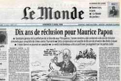 1998 El col.laboracionista  franc&egrave;s Papon &eacute;s condemnat a 10 anys de pres&oacute;