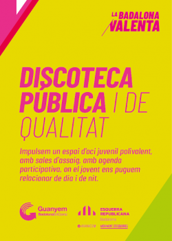 La candidatura Guanyem Badalona en Comú i ERC de Badalona proposa crear una discoteca pública participativa i amb sales d?assaig