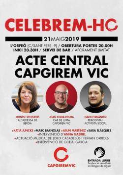 Montse Venturós, Joan Coma Roura i David Fernàndez a l'acte central de campanya de Capgirem Vic