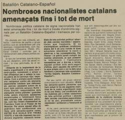1980 Amenaces de mort del Batallón Catalano-Español contra independentistes