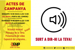 La CUP d?Olvan i Cal Rosal celebrarà aquest cap de setmana els actes centrals de campanya