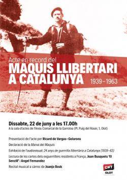 Acte a Olot en record del maquis llibertari a Catalunya (1939-1963)
