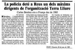 1989 Detenció dels independentistes Mònica Escútia i Carles Benítez a Reus