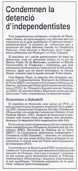 1992 Nombrosos actes i denúncies públiques contra les detencions i la tortura