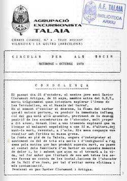 1979 Mor de l'espelòleg vilanoí Xavier Claramunt a causa d'una explosió de gas