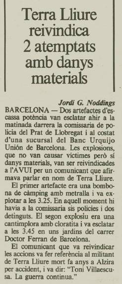 1988 Terra Lliure col·loca explosius co
