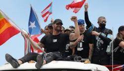 Diversos artistes boriqües (Ricky Martin, René, Bad Bunny...) participant a les manifestacions que han fet dimitir el governador de Puerto Rico