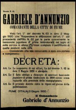 1919 Atac italià al Fiume, territori que passa a ser annexionat a Itàlia