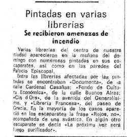 Amenaces ultres contra llibreries el maig de 1975