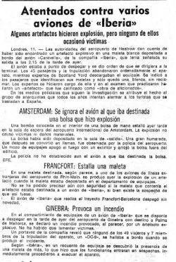 1970 Accions contra avions de la companyia Iberia a diverses ciutats europees