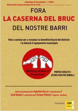 La CUP Les Corts organitza una caminada per fer fora la Caserna del Bruc i donar més espai públic al barri