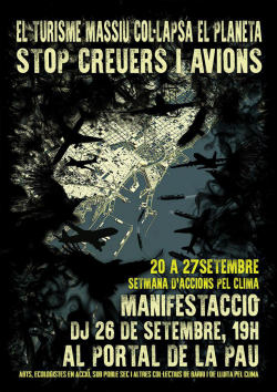 Manifesta-acció a Barcelona: "El turisme massiu col·lapsa el planeta. Stop creuers i avions!"