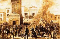 1869 revolta contra les quines a Gràcia. La Diputació de Barcelona aprova una proposta per demanar d'abolició de les quintes a les Corts espanyoles