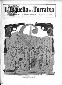 Portada de l'"Esquella de la Torratxa" que denunciava els atemptas del pistolerisme patronal