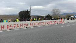 Imatge del tall de l'AP-7 a Figueres Nord el mes de març de 2018 (després de la detenció a Alemanya de Carles Puigdemont)