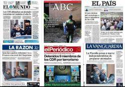 Portades de diversos diaris espanyols durant les detencions dels CDR del passat setembre