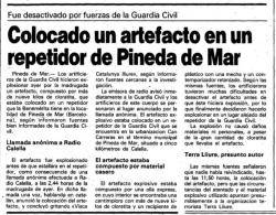 1987 Atac de Terra Lliure a un repetidor de comunicacions de la Guàrdia Civil a Pineda de Mar