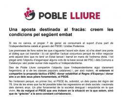 Comunicat de Poble Lliure sobre l'acord d'investidura ERC-PSOE