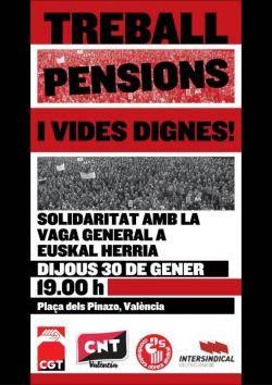 La Plataforma pel Dret a Decidir del País Valencià amb la Vaga General del 30 de gener d'Euskal Herria