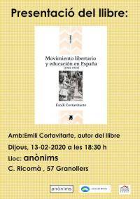 Presentació a Granollers del llibre  "Movimiento libertario y educación en España 1901-1939"