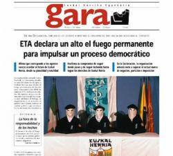 2006 L'organitzaci&oacute; armada ETA anuncia un alto el foc permanent