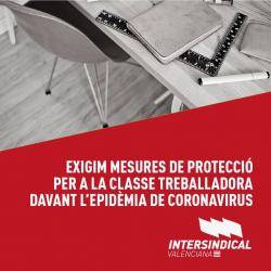 Intersindical Valenciana: "la declaració de l?estat d?alarma ha de garantir la protecció de les persones"