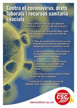 Contra el coronavirus, drets laborals i recursos sanitaris i socials