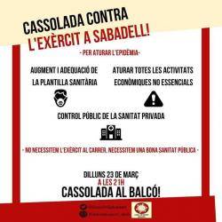 Convoquen una cassolada contra lexèrcit espanyol aquest vespre 