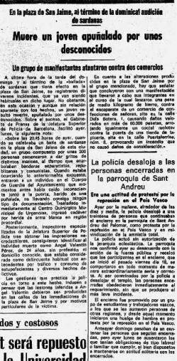 1977 Un grup de feixistes assassina Ángel Valentín Pérez a Barcelona